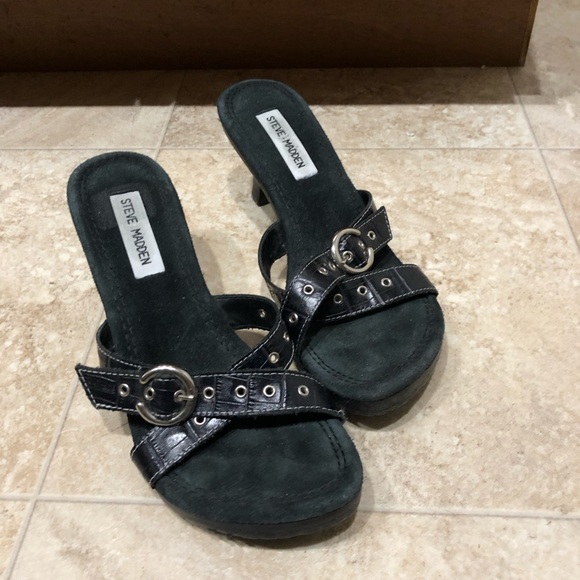 Black Steve Madden Slip on Heels